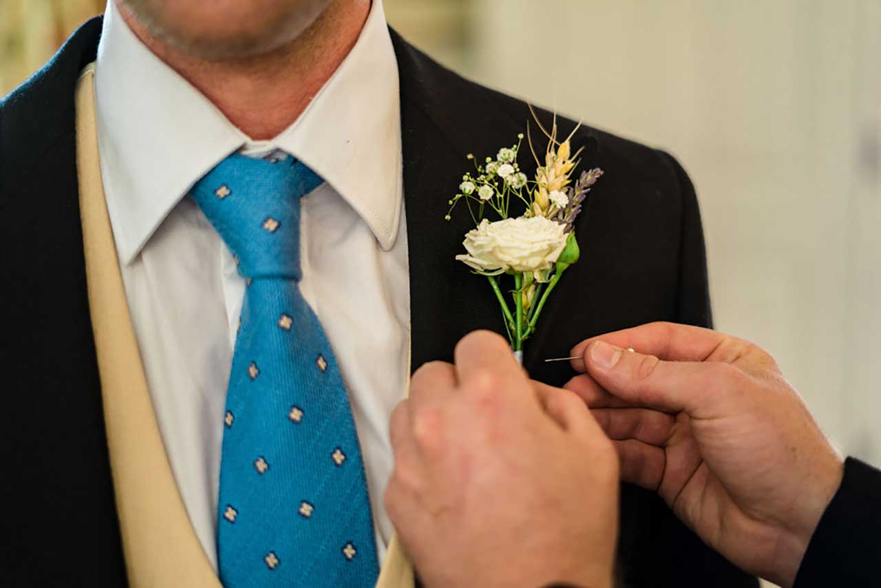Wedding corsage by The Unwalled Garden - florist Painswick