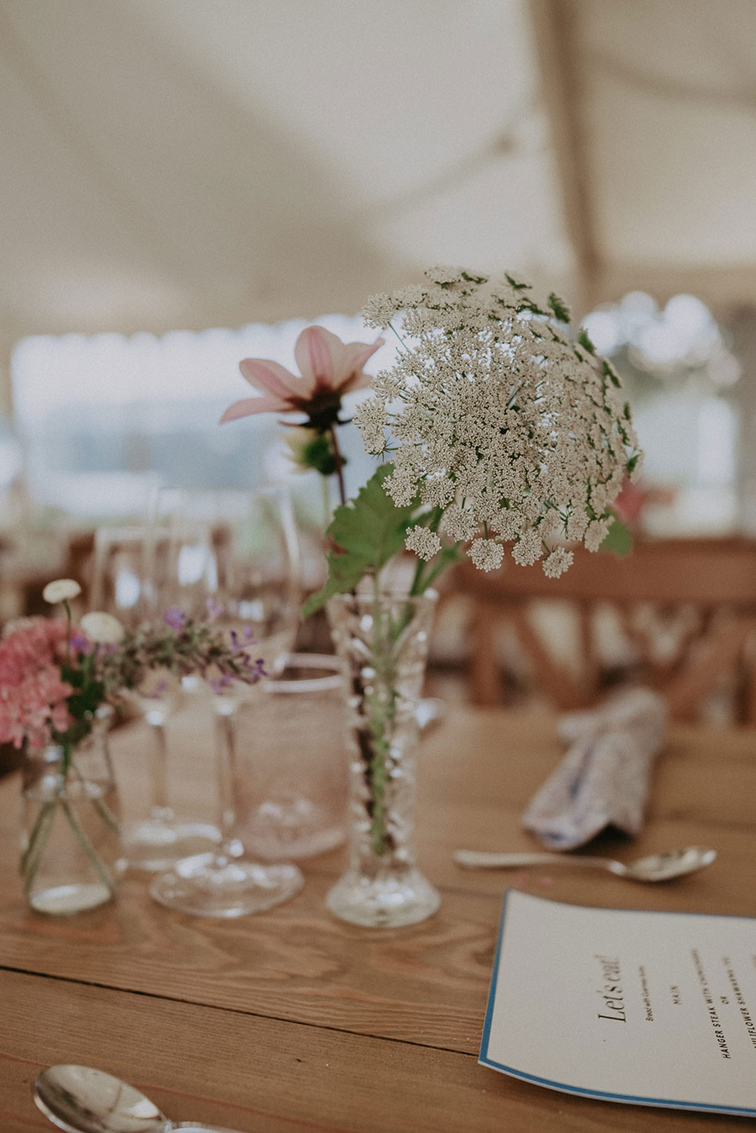 Beautiful white flower in vase on wedding table
