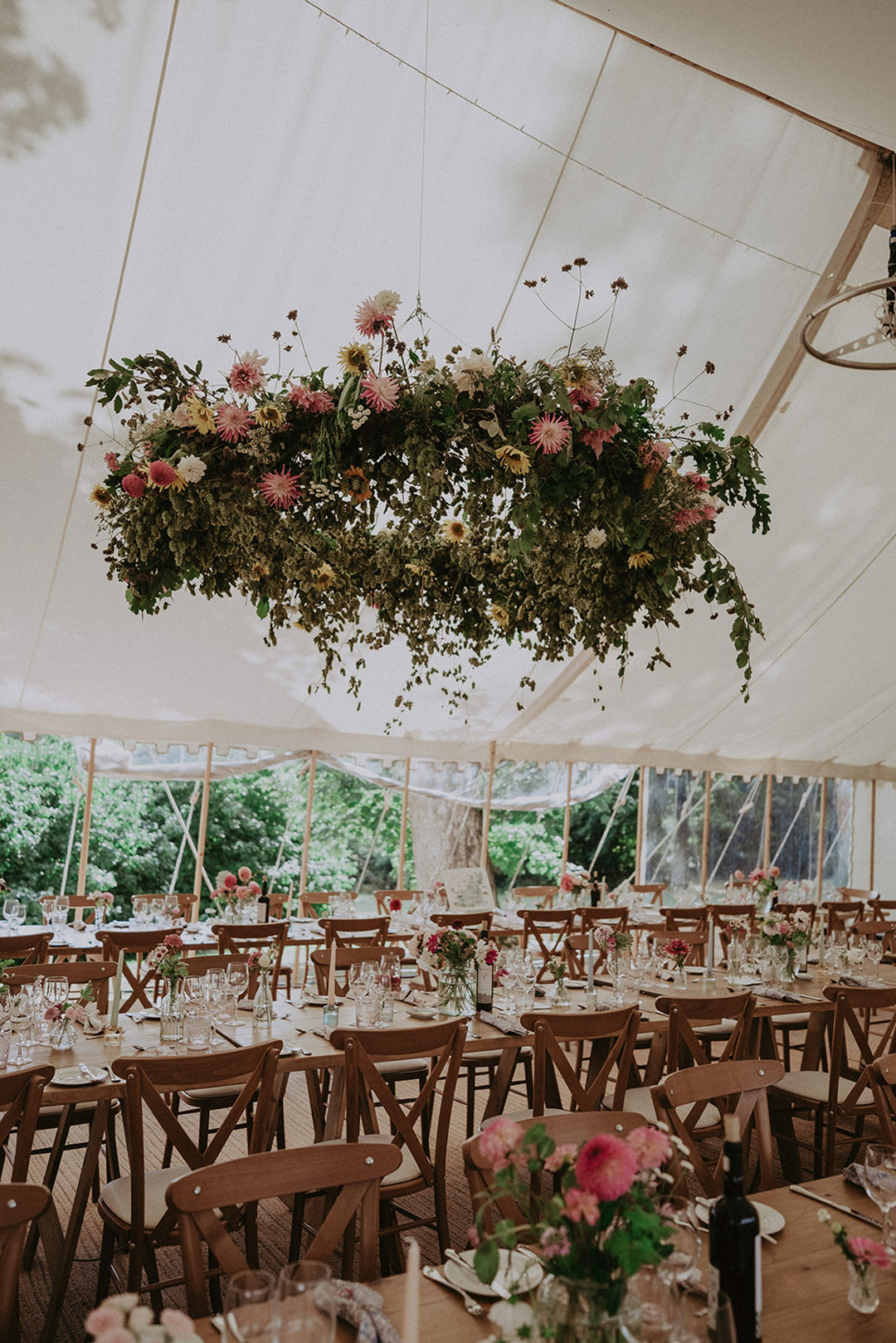 Marquee flowers for outdoor wedding