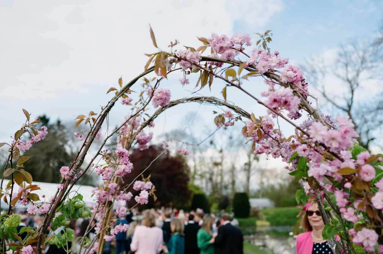 floral archway at wedding
